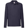 Marineblau - Front - Fruit Of The Loom Kinder Langarm Pique Polo Shirt