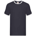 Marineblau-Weiß - Front - Fruit of the Loom - "Ringer" T-Shirt für Herren