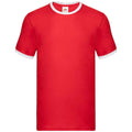 Rot-Weiß - Front - Fruit of the Loom - "Ringer" T-Shirt für Herren