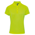 Neon-Gelb - Front - Premier - "Coolchecker" Poloshirt für Damen