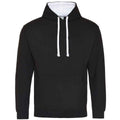 Pechschwarz-Arktisch Weiß - Front - Awdis - "Varsity" Kapuzenpullover für Damen