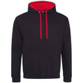 Pechschwarz-Feuerrot - Front - Awdis - "Varsity" Kapuzenpullover für Damen