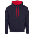 Neues französisches Marineblau-Feuerrot - Front - Awdis - "Varsity" Kapuzenpullover für Damen