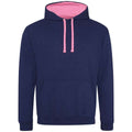 Marineblau-Zuckerwatten-Rosa - Front - Awdis - "Varsity" Kapuzenpullover für Damen