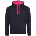 Pechschwarz-Leuchtend Pink - Front - Awdis - "Varsity" Kapuzenpullover für Damen