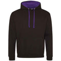 Pechschwarz-Violett - Front - Awdis - "Varsity" Kapuzenpullover für Damen