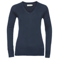 Dunkelblau - Front - Russell Collection - Sweatshirt V-Ausschnitt für Damen