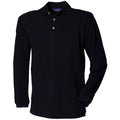 Schwarz - Front - Henbury - Poloshirt für Herren  Langärmlig