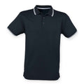 Marineblau-Weiß - Front - Henbury - Poloshirt Mit kontrastfarbenen Streifen für Herren