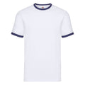 Weiß-Marineblau - Front - Fruit of the Loom - T-Shirt Ringer-Stil für Herren