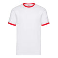 Weiß-Rot - Front - Fruit of the Loom - T-Shirt Ringer-Stil für Herren