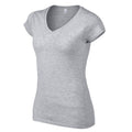 Grau - Side - Gildan - "Softstyle" T-Shirt V-Ausschnitt für Damen