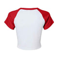 Weiß-Rot - Back - Bella + Canvas - kurzes T-Shirt für Damen Raglanärmel