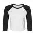 Weiß-Schwarz - Front - Bella + Canvas - T-Shirt Raglanärmel für Damen 3-4 Ärmel