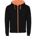 Schwarz-Fluroorange - Front - Roly - "Fuji" Hoodie mit durchgehendem Reißverschluss für Herren-Damen Unisex