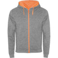 Grau meliert-Fluroorange - Front - Roly - "Fuji" Hoodie mit durchgehendem Reißverschluss für Herren-Damen Unisex