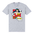 Grau meliert - Front - Wonder Woman - "Ka-Pow" T-Shirt für Herren-Damen Unisex