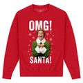 Rot - Front - Elf - "OMG Santa" Sweatshirt für Herren-Damen Unisex - weihnachtliches Design