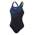 Schwarz-Blau - Front - Speedo - "Hyperboom Placement" Badeanzug für Damen