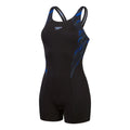 Schwarz-Blau - Front - Speedo - "Hyperboom Splice" Body mit Bein für Damen