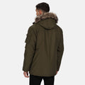 Khaki dunkel - Close up - Regatta Herren Parka Salinger II mit Kunstfell-Besatz, isoliert