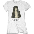 Weiß - Front - Cher - "Leather Jacket" T-Shirt für Damen