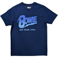 Jeansblau - Front - David Bowie - "On Tour 1974" T-Shirt für Herren-Damen Unisex
