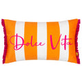 Orange-Pink - Front - Furn - gestreift - Kissenhülle "Dolce Vita", Samt