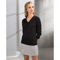 Schwarz - Back - Premier Damen Strickpullover mit V-Ausschnitt