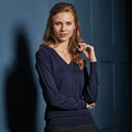 Marineblau - Back - Premier Damen Strickpullover mit V-Ausschnitt