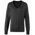 Anthrazit - Front - Premier Damen Strickpullover mit V-Ausschnitt