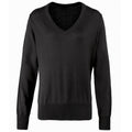 Schwarz - Front - Premier Damen Strickpullover mit V-Ausschnitt