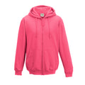 Pink - Front - Awdis Herren Kapuzenjacke - Kapuzenpullover - Hoodie mit Reißverschluss