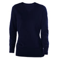 Marineblau - Front - Kariban Damen Pullover mit V-Ausschnitt