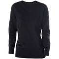 Schwarz - Front - Kariban Damen Pullover mit V-Ausschnitt