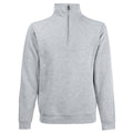 Grau meliert - Front - Fruit Of The Loom Herren Premium 70-30 Sweatshirt mit Reißverschluss am Kragen