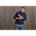 Marineblau - Lifestyle - Russell Europe Herren Sweatshirt mit Knopfleiste und Kragen