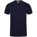 Marineblau - Front - Skinni Fit Herren Feel Good Stretch T-Shirt mit V-Ausschnitt, Kurzarm