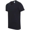 Marineblau - Back - Skinni Fit Herren Feel Good Stretch T-Shirt mit V-Ausschnitt, Kurzarm