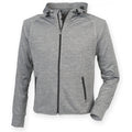 Grau meliert - Front - Tombo Teamsport Unisex Hoodie mit Reißverschluss - Kapuzenjacke mit reflektierendem Band