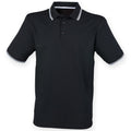 Schwarz-Weiß - Front - Henbury Herren Coolplus Polo-Hemd, Kurzarm