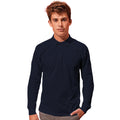 Marineblau - Back - Asquith & Fox Herren Polo-Shirt, langärmlig