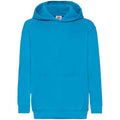 Azure Blau - Front - Fruit of the Loom Kinder Kapuzen Pullover Klassik 80-20