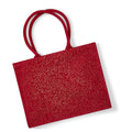 Rot-Gold - Front - Westford Mill Jute Tragetasche mit Metallschimmer