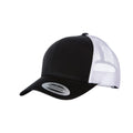 Schwarz-Weiß - Front - Yupoong Flexfit Retro Trucker Kappe