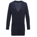 Marineblau - Front - Premier Damen Strickjacke mit V-Ausschnitt, längere Länge