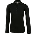 Schwarz - Front - Nimbus Damen Deluxe Poloshirt Carlington langärmlig