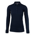 Dunkel-Marineblau - Front - Nimbus Damen Deluxe Poloshirt Carlington langärmlig