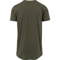 Olive - Back - Build Your Brand Herren Shaped Long Kurzarm T-Shirt