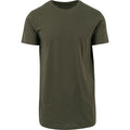 Olive - Front - Build Your Brand Herren Shaped Long Kurzarm T-Shirt